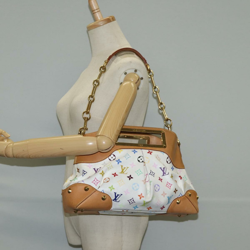 【日本直送】路易威登 Monogram Multicolor Judy MM 手提包 2Way 白色 M40255 LV Auth 127584V-20