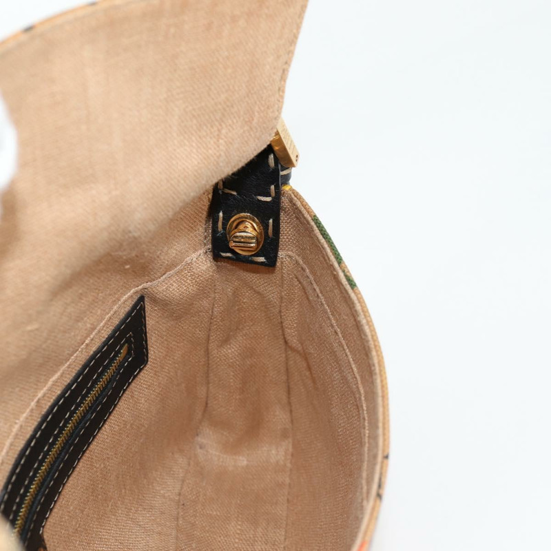 【日本直送】FENDI Mamma Baguette 單肩包 塗佈帆布 棕金色 正品 127210SM-21