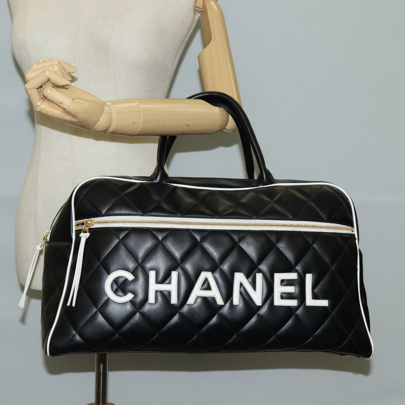 【日本直送】香奈兒 Matelasse 波士頓包 小牛皮 黑色 CC 正品 127925V-25