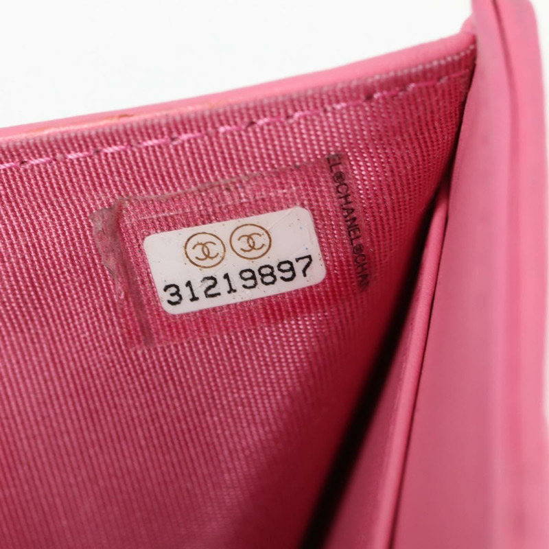 【日本直送】香奈兒 (CHANEL) Matelasse Compact 錢包，羊皮材質，粉紅色，金色雙C標誌，貨號 127761M-9