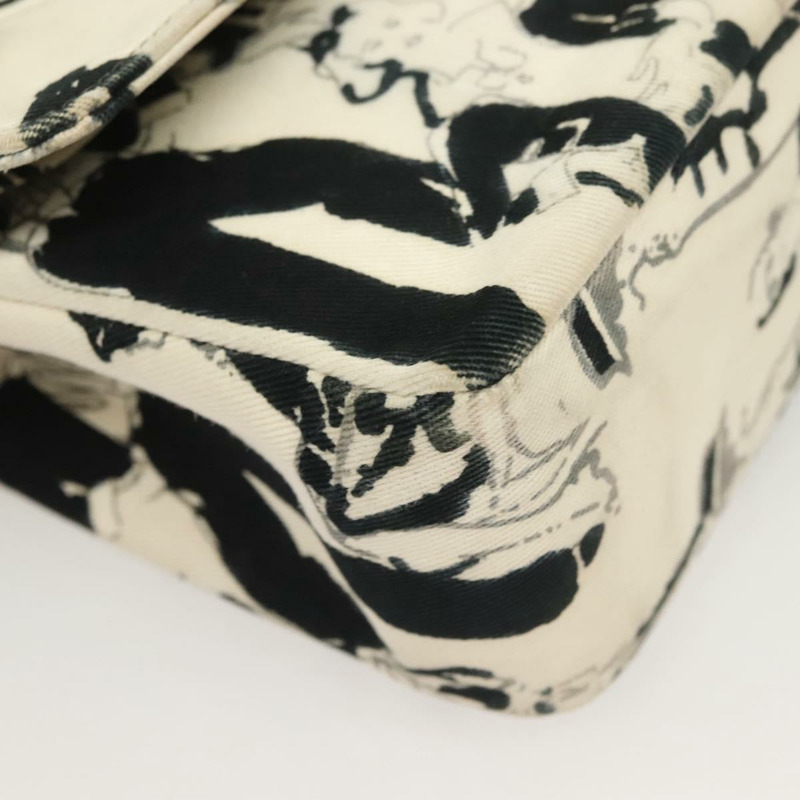 【日本直送】香奈兒 Matelasse 25 雙蓋鏈條包 帆布 白色 銀色 CC 標誌 Auth 126243SV-7