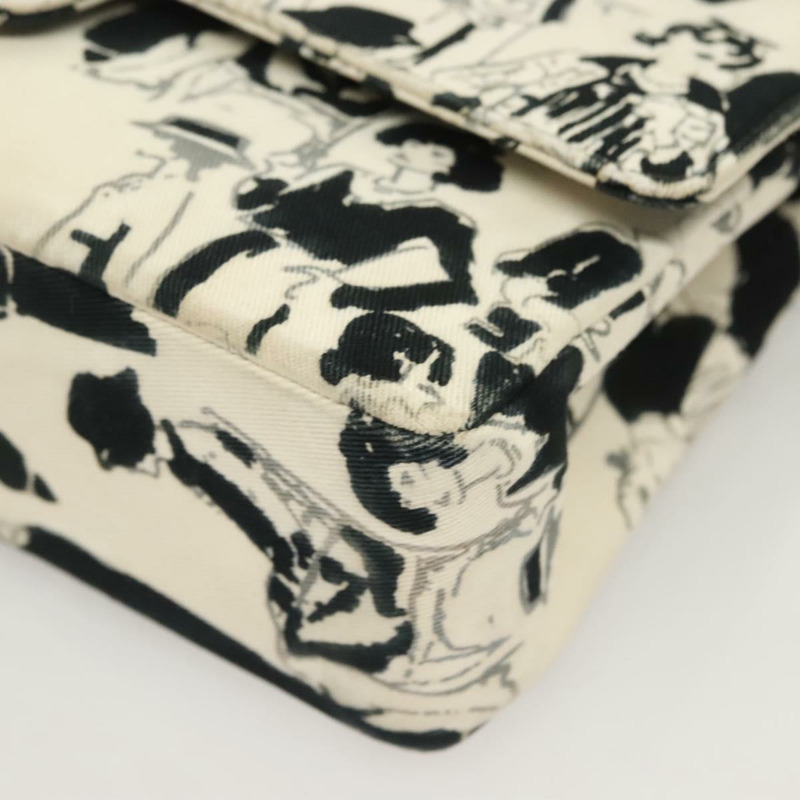 【日本直送】香奈兒 Matelasse 25 雙蓋鏈條包 帆布 白色 銀色 CC 標誌 Auth 126243SV-14