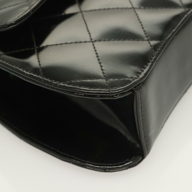 【日本直送】香奈兒 Matelasse COCO 標誌鏈條手提包漆面黑銀色 CC 正品 130042V-7