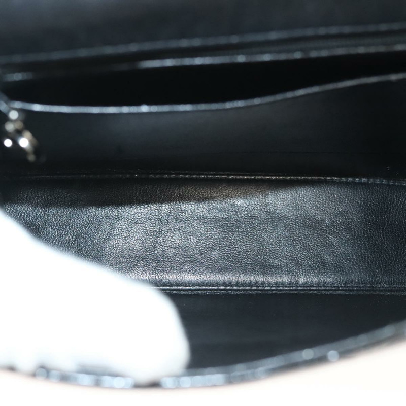 【日本直送】香奈兒 Matelasse COCO 標誌鏈條手提包漆面黑銀色 CC 正品 130042V-9