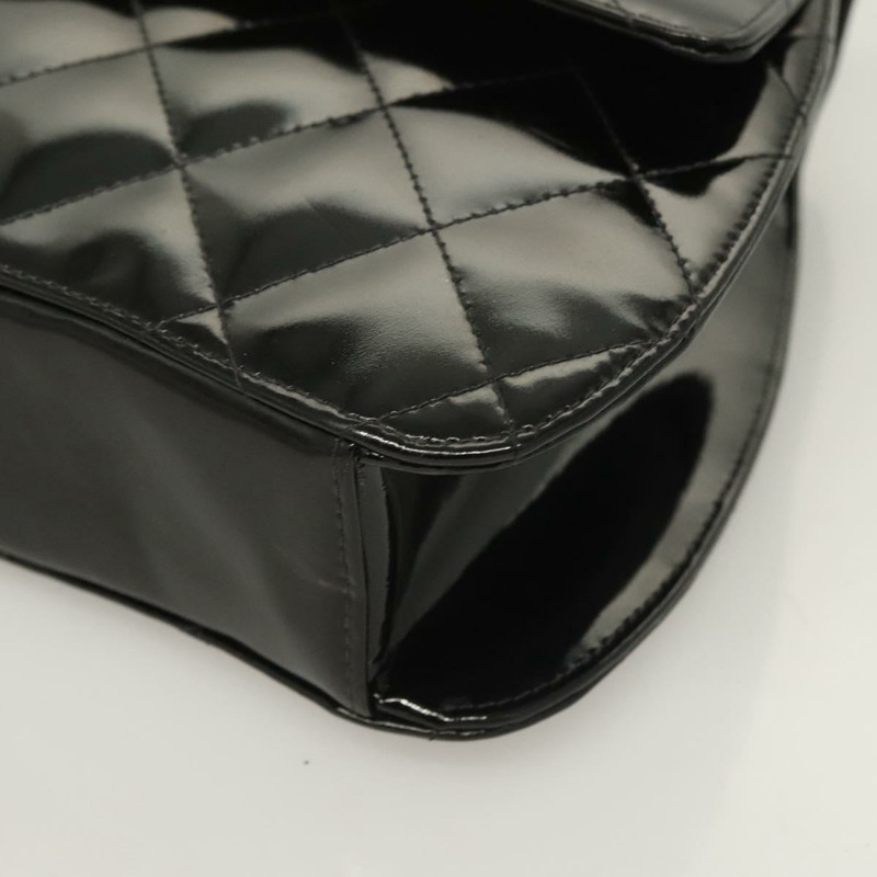 【日本直送】香奈兒 Matelasse COCO 標誌鏈條手提包漆面黑銀色 CC 正品 130042V-14