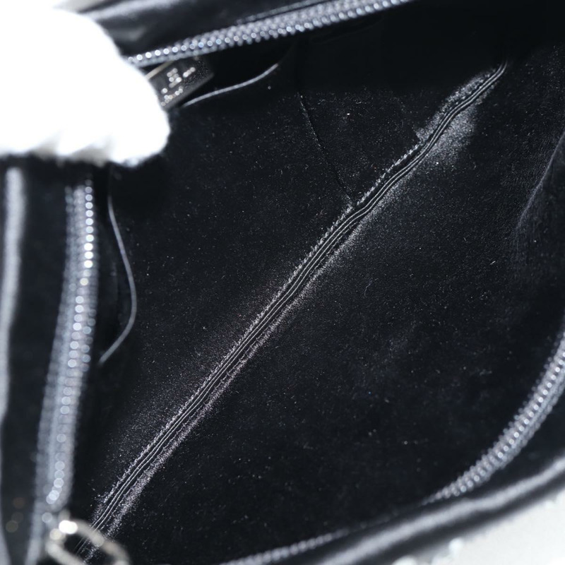 【日本直送】香奈兒山茶花水鑽鏈條配件包,緞面黑色,CC標誌,貨號128040V-8