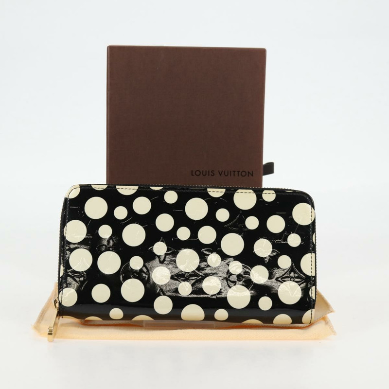 【日本直送】LOUIS VUITTON 草間彌生 Vernis Zippy 皮夾 白色黑色 M91573 正品 128837V-11