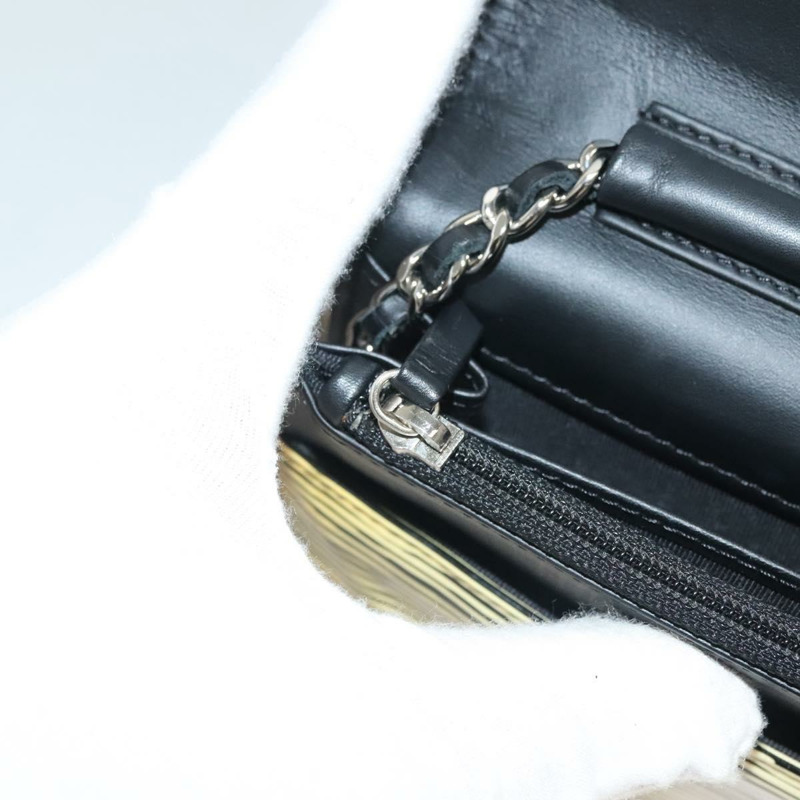 【日本直送】香奈兒鏈條皮夾漆皮黃銀色 CC 正品 128843-22