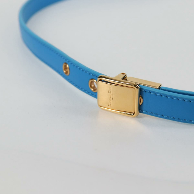 【日本直送】Christian Dior Bobby East West 肩背包 皮革 藍 金色 正品 128851M-7