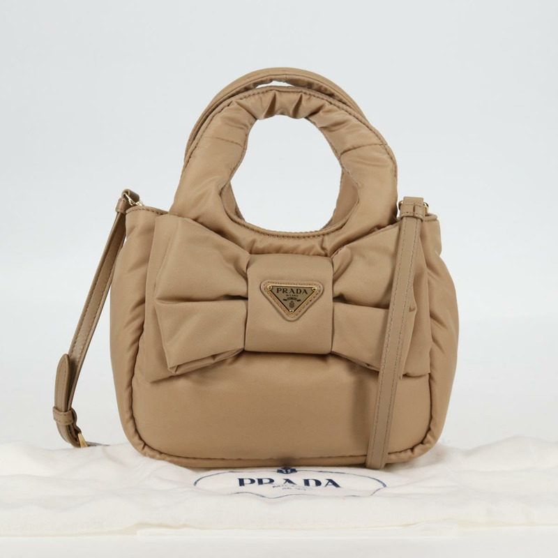 【日本直送】PRADA 尼龍雙肩包 米色 金色 正品 118908SM-11