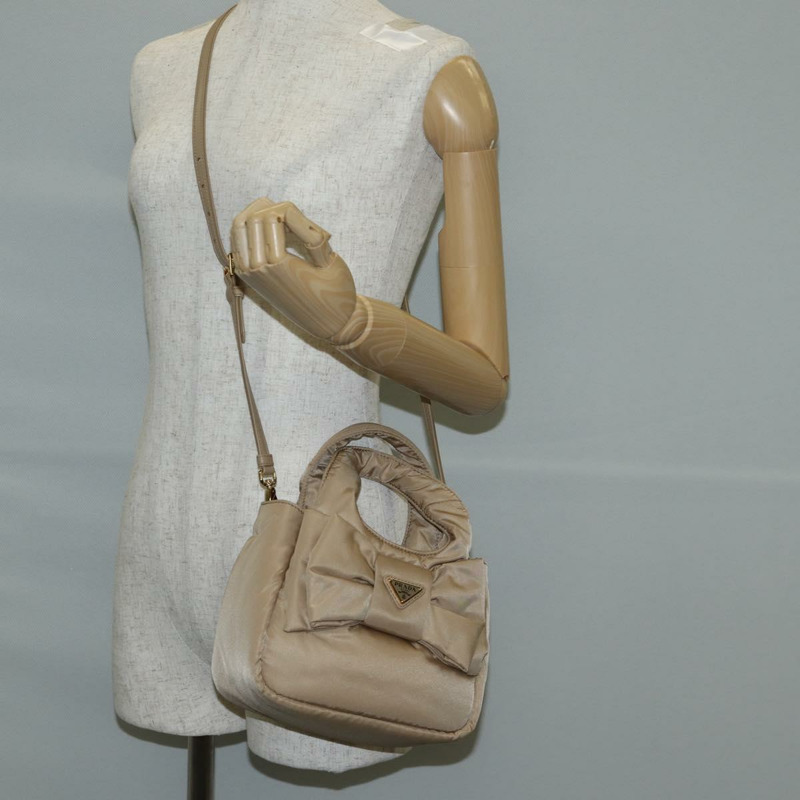 【日本直送】PRADA 尼龍雙肩包 米色 金色 正品 118908SM-22