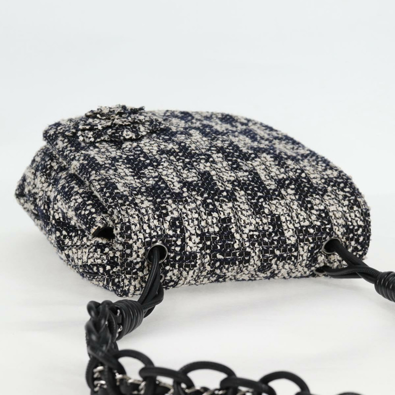 【日本直送】香奈兒鏈單肩包粗花呢黑色銀色 CC 正品 131083M-5