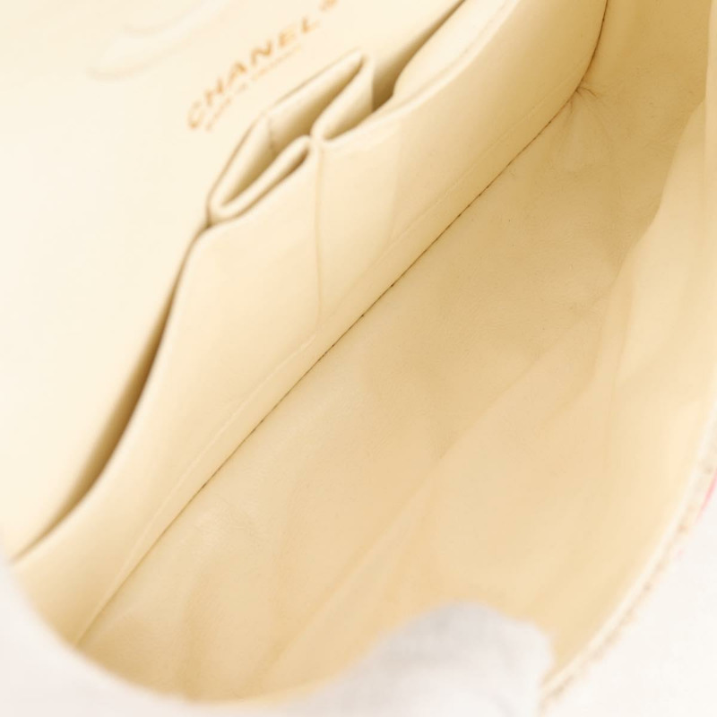 【日本直送】香奈兒 Matelasse 25 鏈條單肩包 棉質 米紅色 CC 正品 128490SV-8