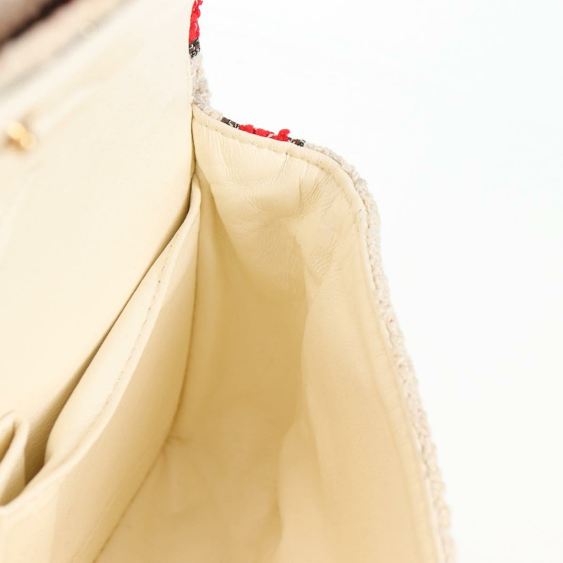 【日本直送】香奈兒 Matelasse 25 鏈條單肩包 棉質 米紅色 CC 正品 128490SV-24