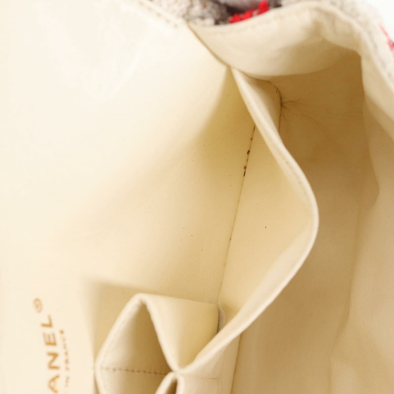 【日本直送】香奈兒 Matelasse 25 鏈條單肩包 棉質 米紅色 CC 正品 128490SV-26