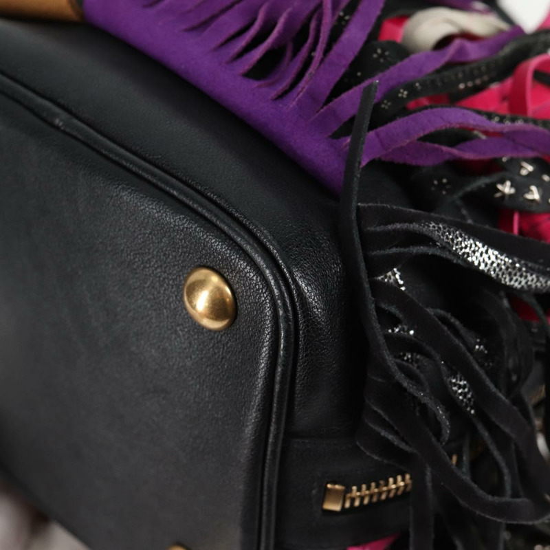 【日本直送】SAINT LAURENT 流蘇單肩包 皮革 黑金 正品 121510M-16