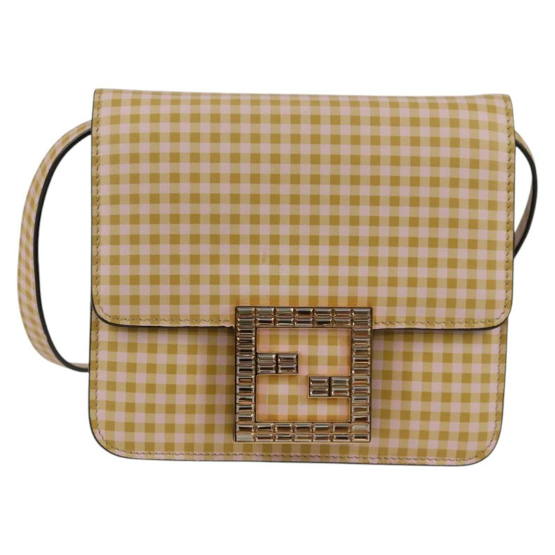 【日本直送】FENDI 肩背包 皮革 米色 金色 正品 121511M-12