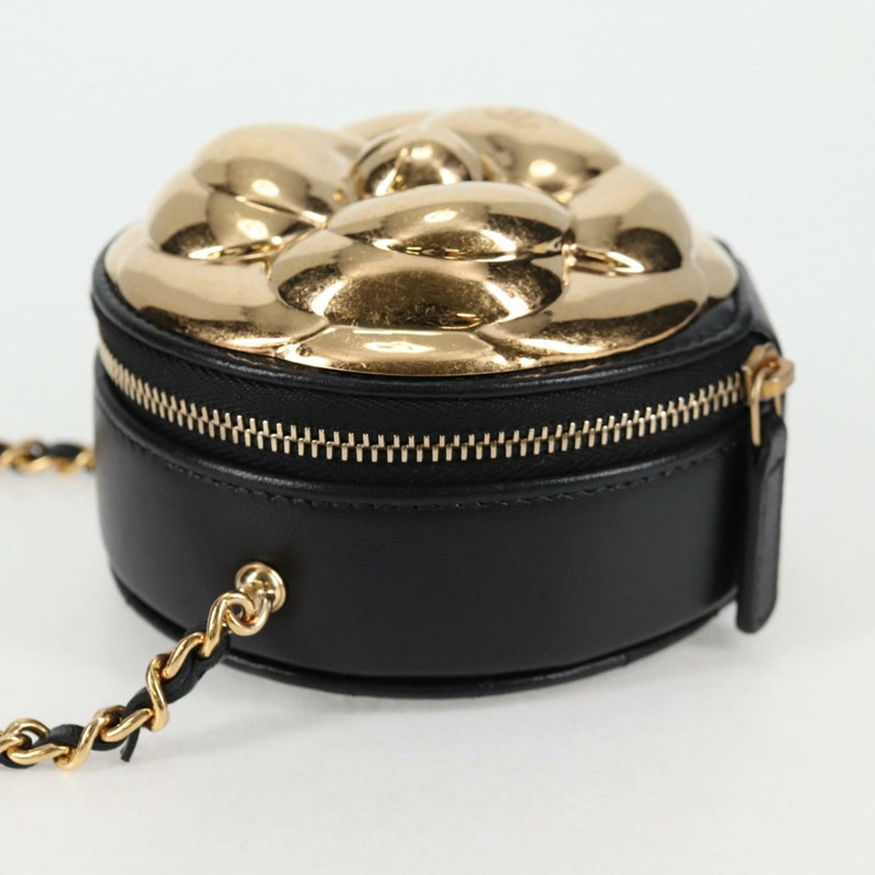 【日本直送】香奈兒 Matelasse 鏈條單肩包 小羊皮 黑金 CC 正品 131082M-2