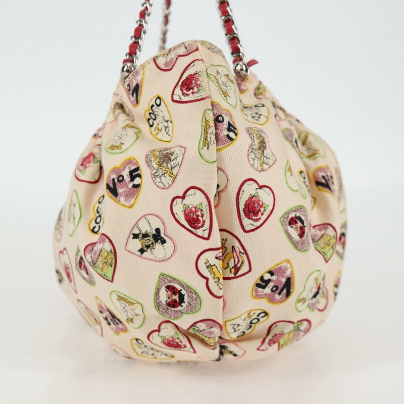 【日本直送】香奈兒鏈單背包帆布象牙白銀色雙C標誌正品 130491V-2