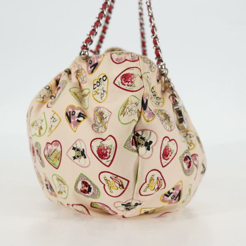 【日本直送】香奈兒鏈單背包帆布象牙白銀色雙C標誌正品 130491V-3