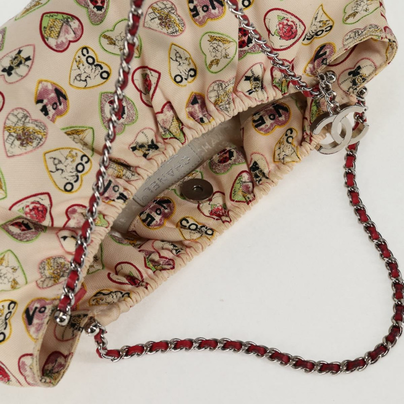 【日本直送】香奈兒鏈單背包帆布象牙白銀色雙C標誌正品 130491V-5