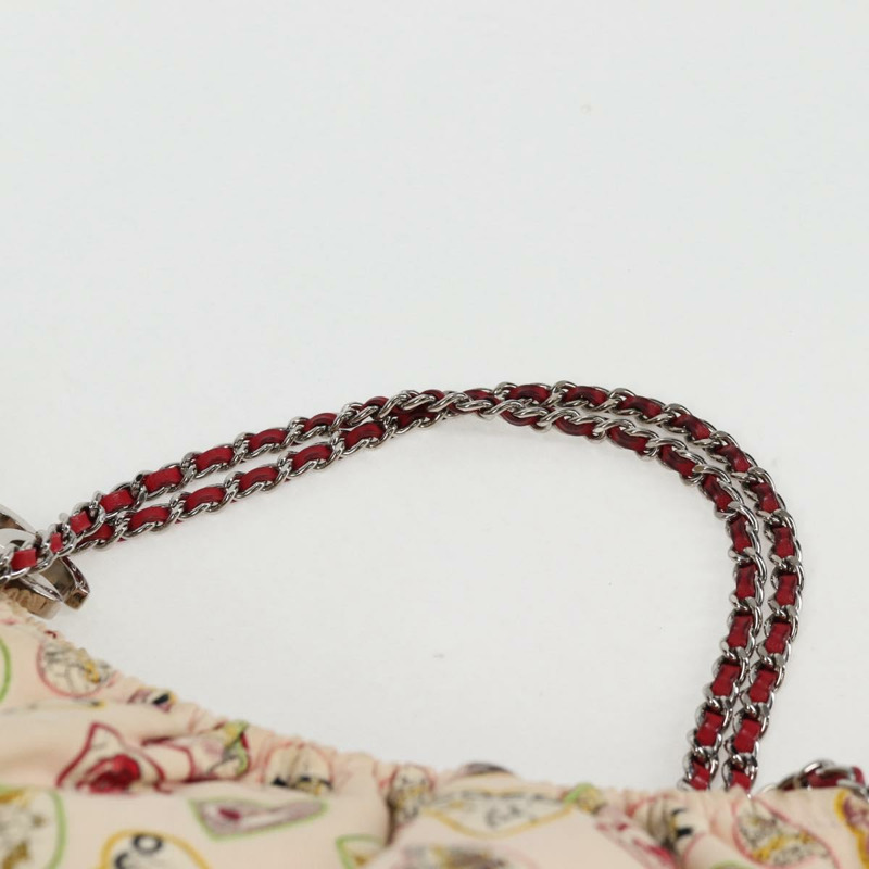 【日本直送】香奈兒鏈單背包帆布象牙白銀色雙C標誌正品 130491V-13