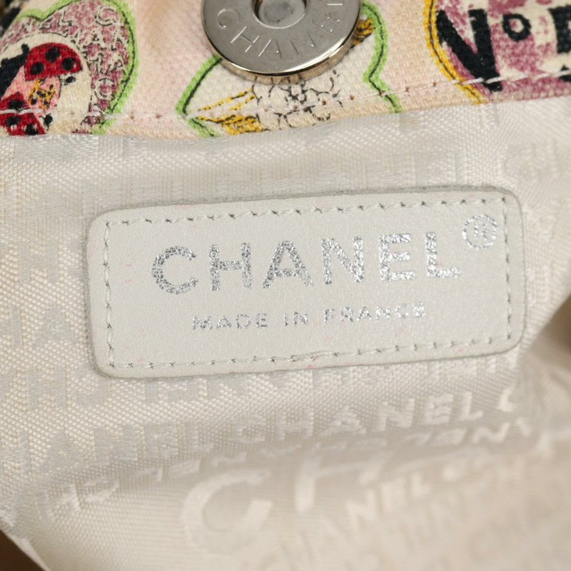 【日本直送】香奈兒鏈單背包帆布象牙白銀色雙C標誌正品 130491V-19