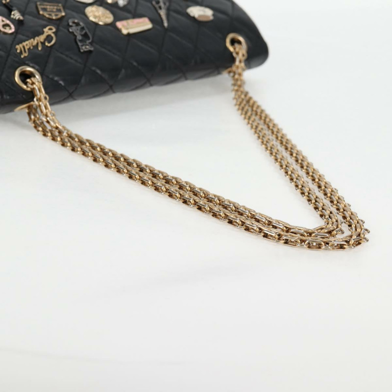 【日本直送】香奈兒 Matelasse 25 鏈條肩背包，小牛皮，黑色，CC 標誌，正品編號 131547M-6