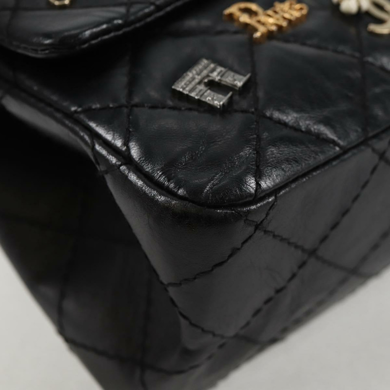 【日本直送】香奈兒 Matelasse 25 鏈條肩背包，小牛皮，黑色，CC 標誌，正品編號 131547M-7