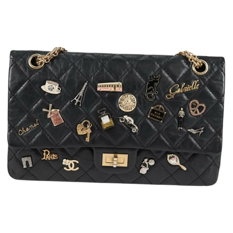 【日本直送】香奈兒 Matelasse 25 鏈條肩背包，小牛皮，黑色，CC 標誌，正品編號 131547M-12