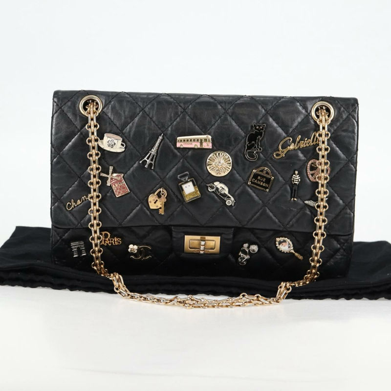 【日本直送】香奈兒 Matelasse 25 鏈條肩背包，小牛皮，黑色，CC 標誌，正品編號 131547M-30