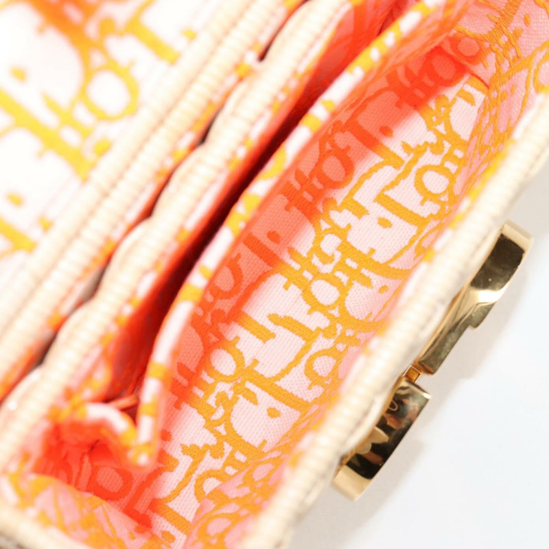 【日本直送】Christian Dior 拉菲草編織肩背包，橘子米色，正品，貨號 132405M-9