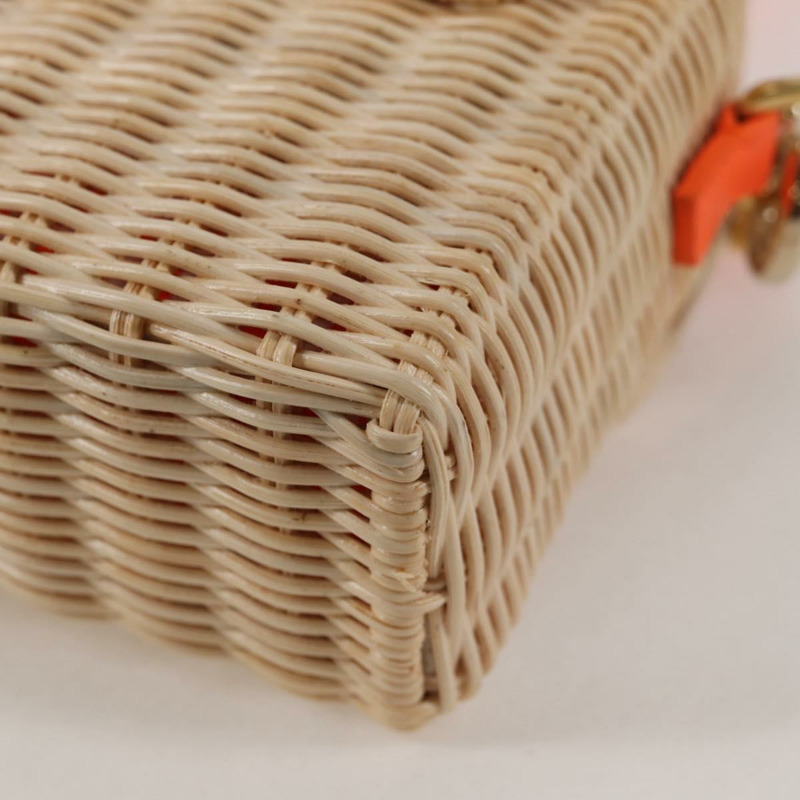 【日本直送】Christian Dior 拉菲草編織肩背包，橘子米色，正品，貨號 132405M-17