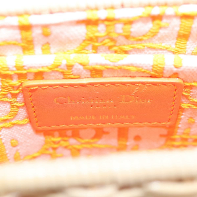 【日本直送】Christian Dior 拉菲草編織肩背包，橘子米色，正品，貨號 132405M-20