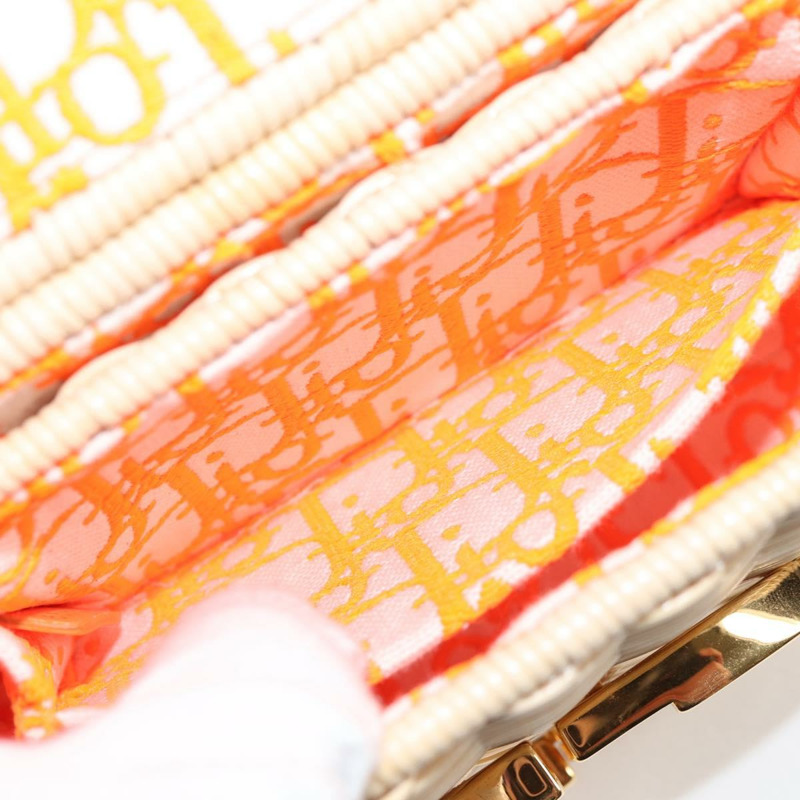 【日本直送】Christian Dior 拉菲草編織肩背包，橘子米色，正品，貨號 132405M-23