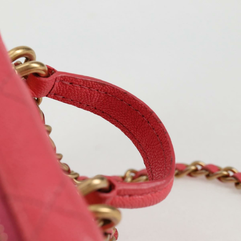 【日本直送】香奈兒 (CHANEL) 菱格紋鏈條肩背包，魚子醬紋皮革，兩用款，粉金色雙C標誌，貨號 131801M-13