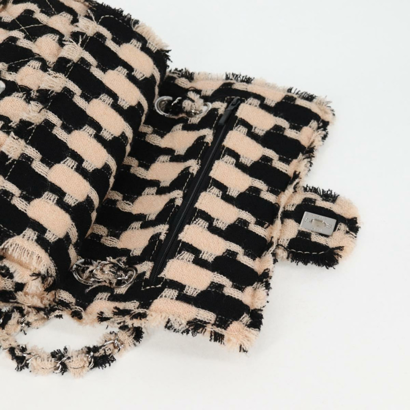 【日本直送】香奈兒 Matelasse 鏈條單肩包 花呢 黑白 銀色 CC 正品 132538V-19