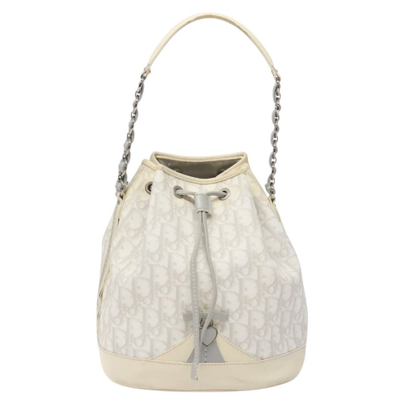 【日本直送】Christian Dior Trotter帆布浪漫單肩包 PVC 白色銀色 正品 133156-12