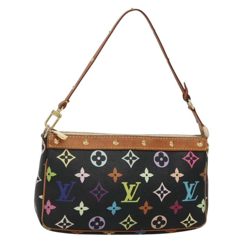 【日本直送】路易威登 Monogram Multicolor Pochette 手拿包 黑色 M92648 LV Auth 135506-0