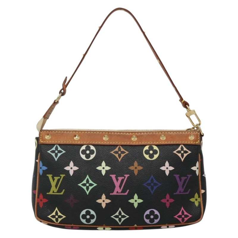 【日本直送】路易威登 Monogram Multicolor Pochette 手拿包 黑色 M92648 LV Auth 135506-1