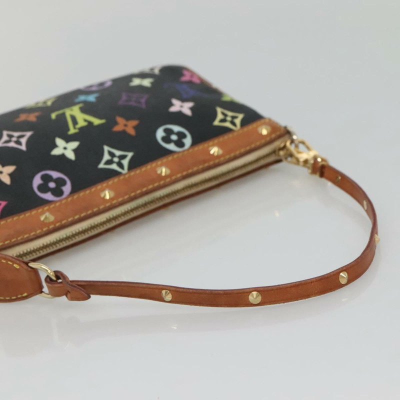 【日本直送】路易威登 Monogram Multicolor Pochette 手拿包 黑色 M92648 LV Auth 135506-6