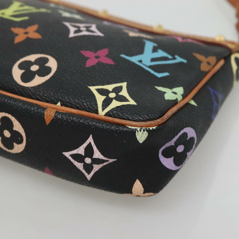 【日本直送】路易威登 Monogram Multicolor Pochette 手拿包 黑色 M92648 LV Auth 135506-8