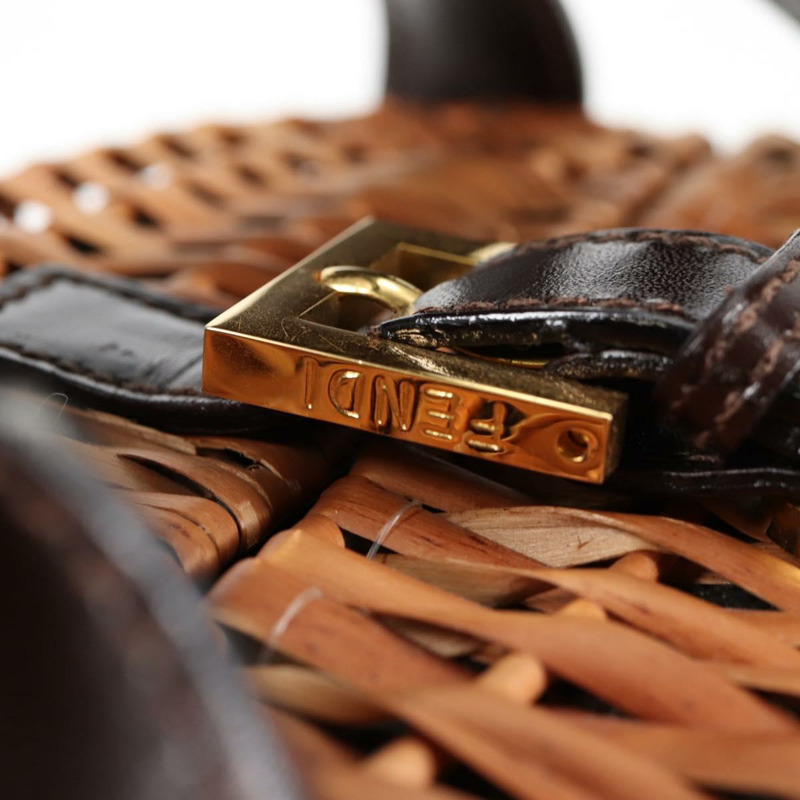 【日本直送】FENDI 草編包 手提包 拉菲草 棕金色 正品 134439V-9