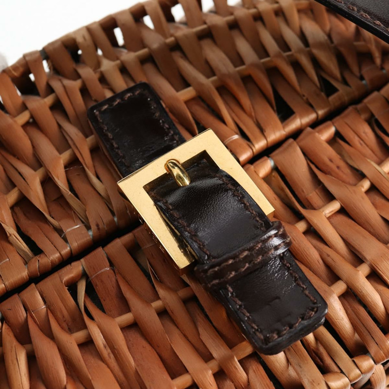 【日本直送】FENDI 草編包 手提包 拉菲草 棕金色 正品 134439V-17