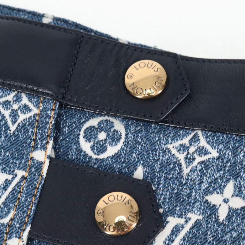 【日本直送】LOUIS VUITTON Monogram Jaguar A 字裙牛仔布 34 藍 1A9NK9 LV Auth 133644M-5