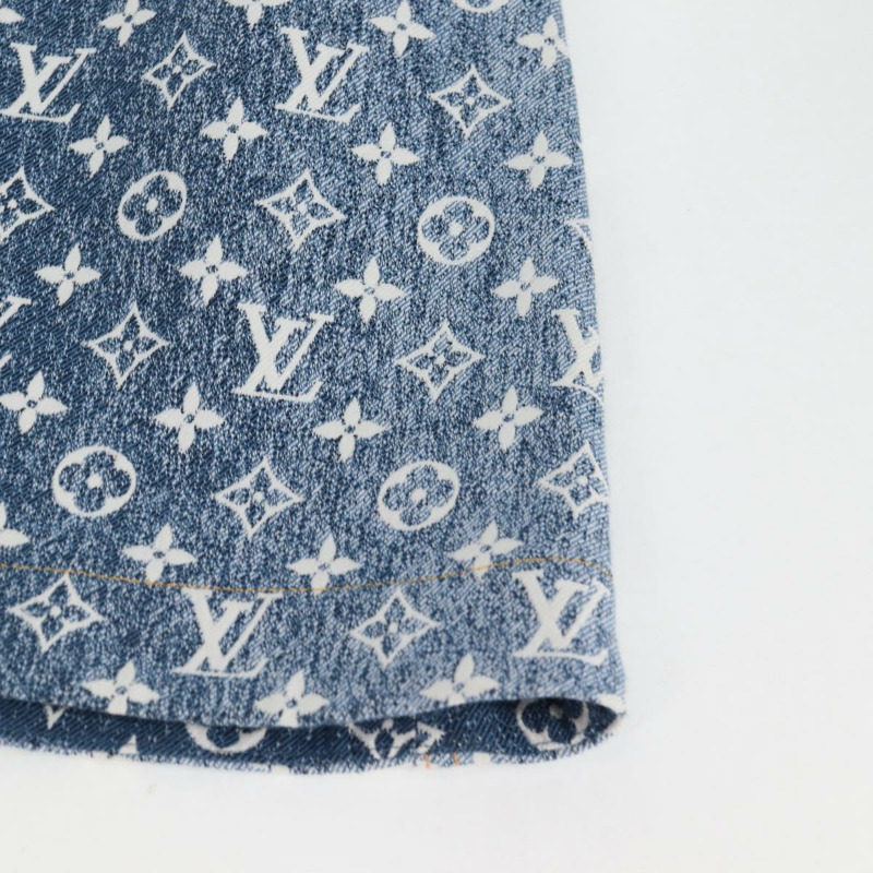 【日本直送】LOUIS VUITTON Monogram Jaguar A 字裙牛仔布 34 藍 1A9NK9 LV Auth 133644M-10