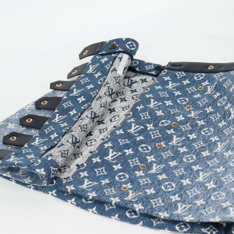 【日本直送】LOUIS VUITTON Monogram Jaguar A 字裙牛仔布 34 藍 1A9NK9 LV Auth 133644M-11