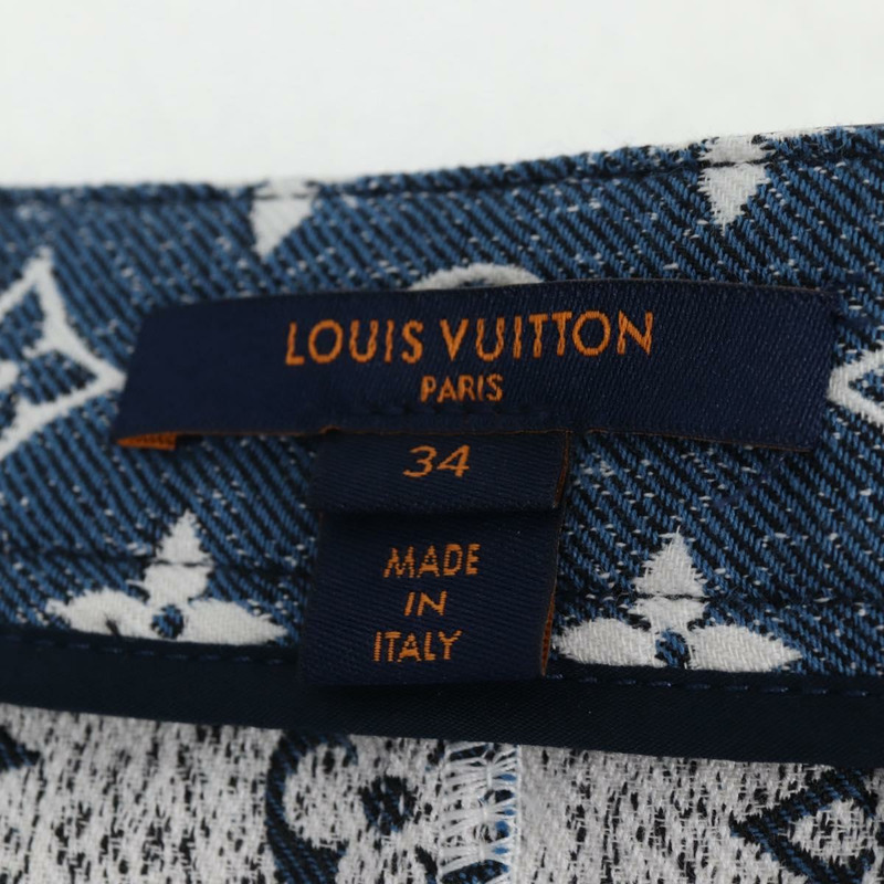 【日本直送】LOUIS VUITTON Monogram Jaguar A 字裙牛仔布 34 藍 1A9NK9 LV Auth 133644M-18