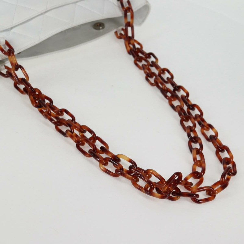 【日本直送】香奈兒 Matelasse 鏈條單肩包 小羊皮 白色 CC 正品 134221-7