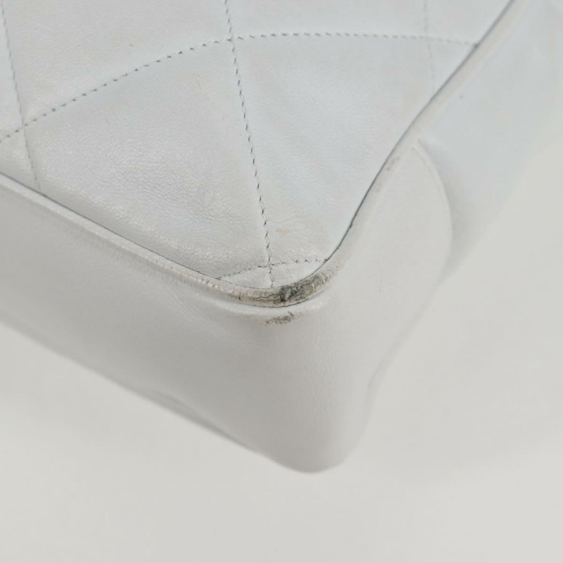 【日本直送】香奈兒 Matelasse 鏈條單肩包 小羊皮 白色 CC 正品 134221-8